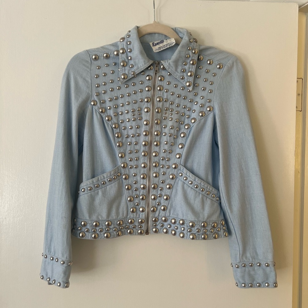 RONCELLI 1960s Bold Studded Cotton Rock Jacket XS